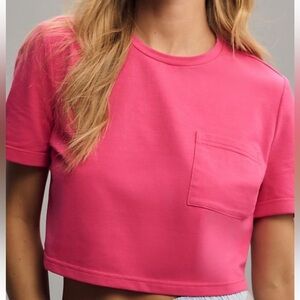 Walter Baker Halsey Short Sleeve Crop Top Hot Pink Size Small